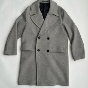 H&M Men's Gray Double-Breasted Coat